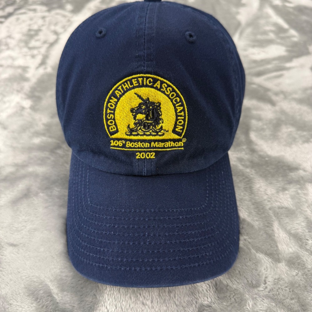 Adidas 2002 Boston Marathon 106th BAA Navy Blue Hat Adjustable Cotton Cap Y2K